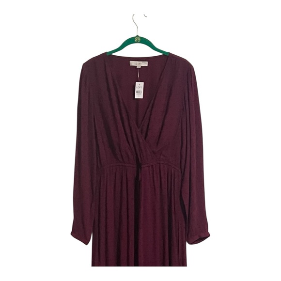 LOFT Elegant Long Sleeve Dress in Rich Burgundy, Size M - Picture 3 of 11